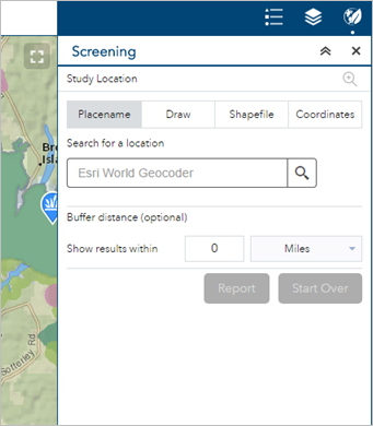 Screening widget button